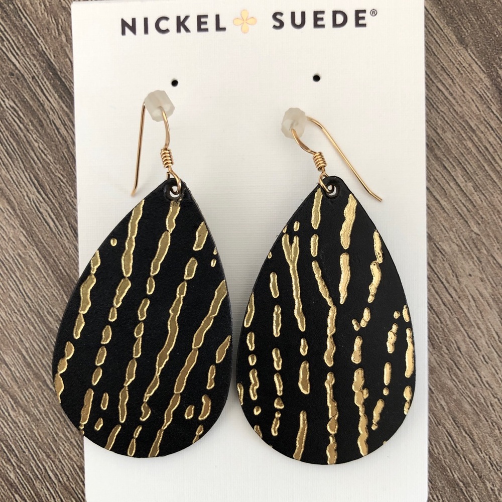 Nickel & Suede Leather Earrings - Gold Rush